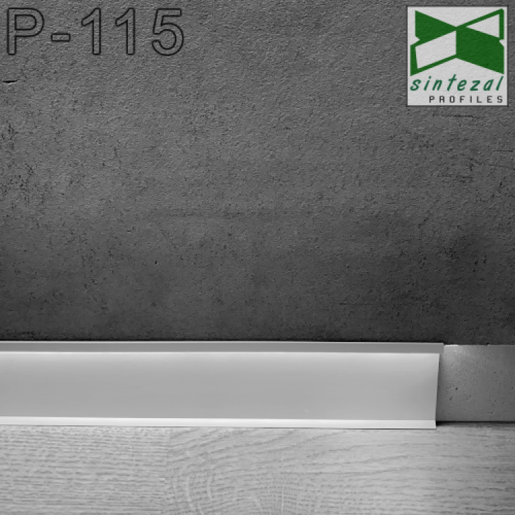 Алюмінієвий плінтус прихованого монтажу з LED-підсвіткою Sintezal P-115, 80х12х2500мм.
