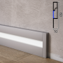 Напольный алюминиевый плинтус с LED-подсветкой Sintezal P-89LED, 60х10х2500мм.