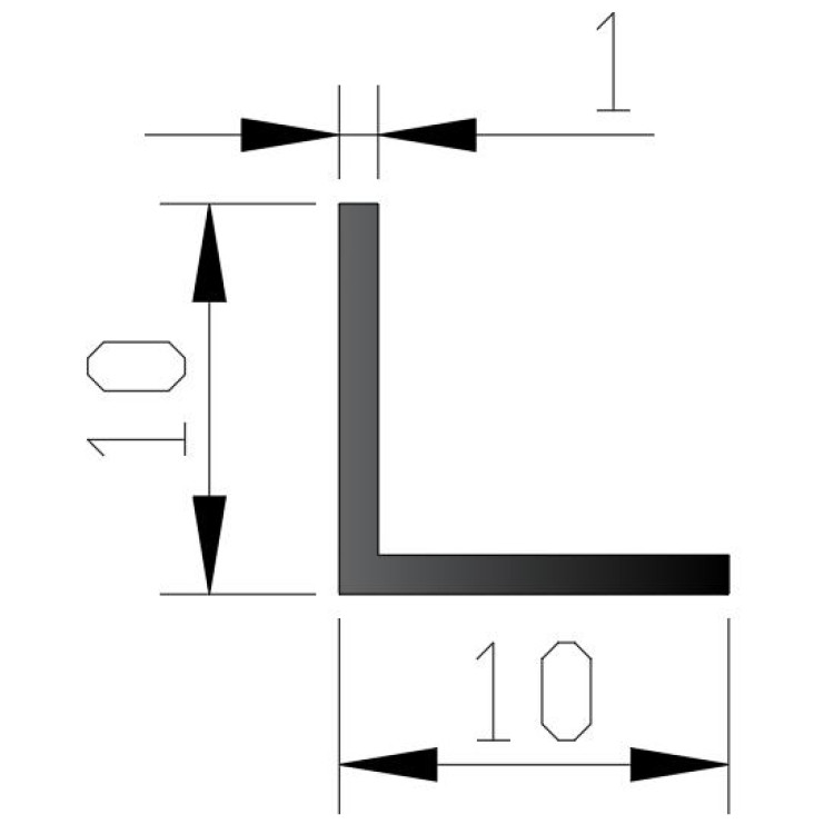 Декоративний  алюмінієвий кутник Sintezal, 10x10x3000мм.